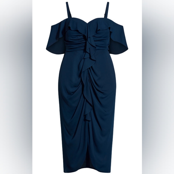 City Chic Va Va Voom Off-Shoulder Dress in Neon Coral City Chic Size 18/M - Picture 6 of 8